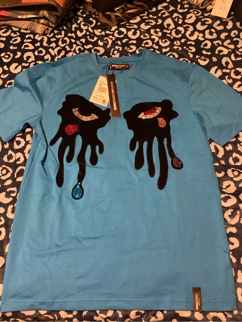 Roku Bright Blue Short Sleeve Tee with Dripping Eye Graphic